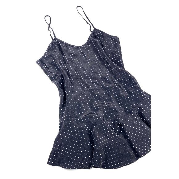 Vintage Black Satin Ditsy Dot Slip Dress - Picture 2 of 4